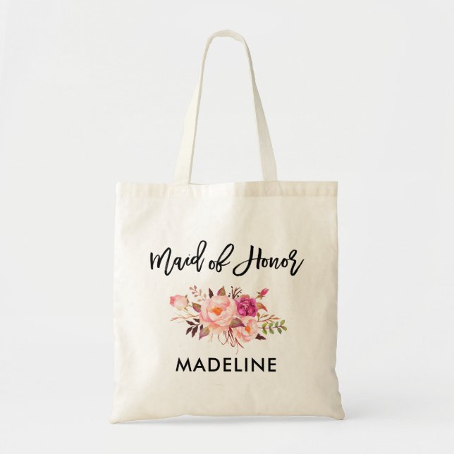 Tote Bag Le rose de manuscrit de brosse rougissent (Devant)