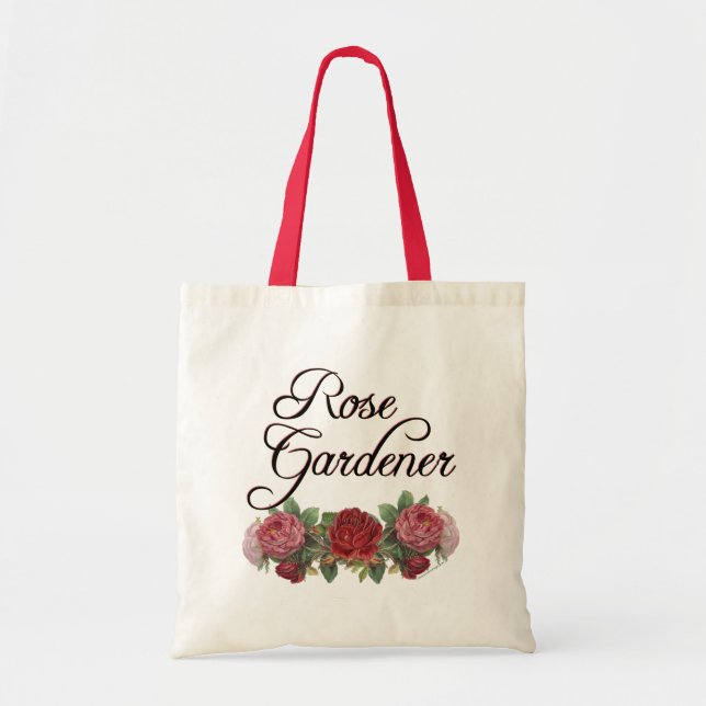 Tote Bag Le rose Gardener dit avec des Roses (Devant)
