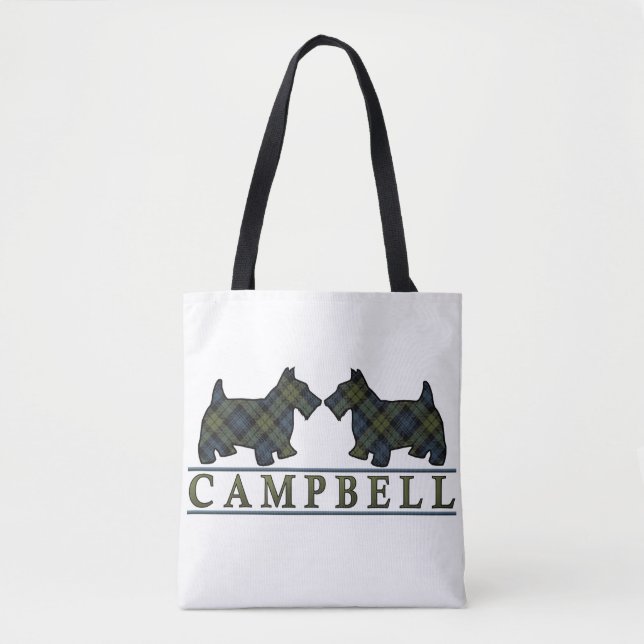 Tote Bag Le Scottie de Campbell d'écossais poursuit le (Devant)