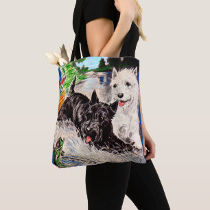 Tote Bag Le Scottie poursuit la pêche de Blackie et de
