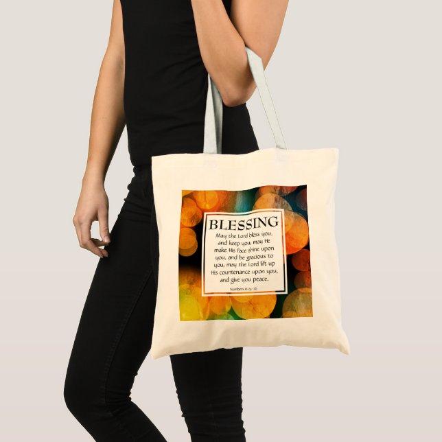 Tote Bag LE SEIGNEUR VOUS BLESSE Numéros 6:24-26 Monogramme (Devant (produit))
