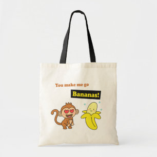 Tote Bag Le singe vont des bananes, humour mignon d'amour