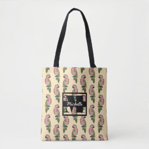 Tote Bag Le style de Zentangle Parrots le monogramme de