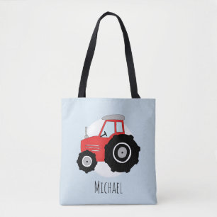 Tote Bag Le Tracteur rouge de Cute Boy avec son nom