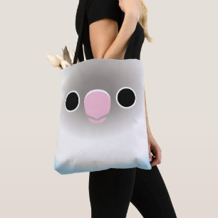 Tote Bag Le visage d'un inséparable masqué bleu pastel