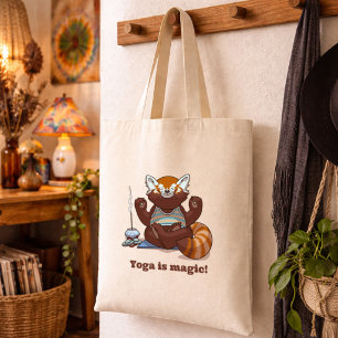 Tote Bag Le yoga du panda roux est magique ! Art de méditat
