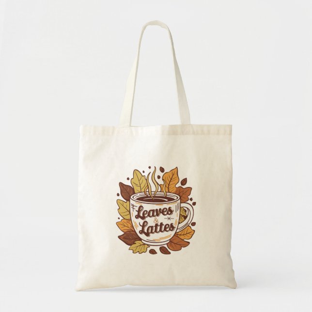 Tote Bag leaf and latte, funny coffee shirt, plant lover gi (Devant)