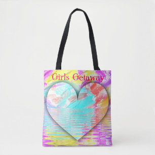Tote Bag L'eau assez en pastel de coeur ondule des 'filles