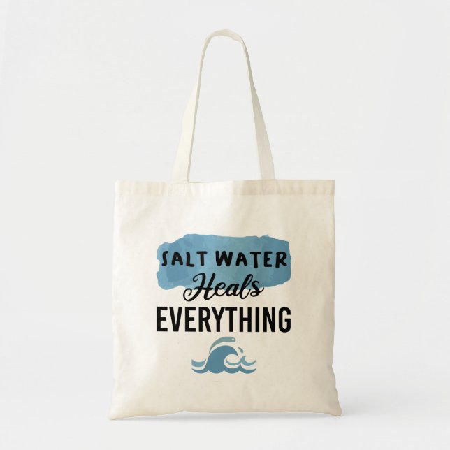 Tote Bag L'eau salée guérit Tout Les Amateurs de plage Cade (Devant)