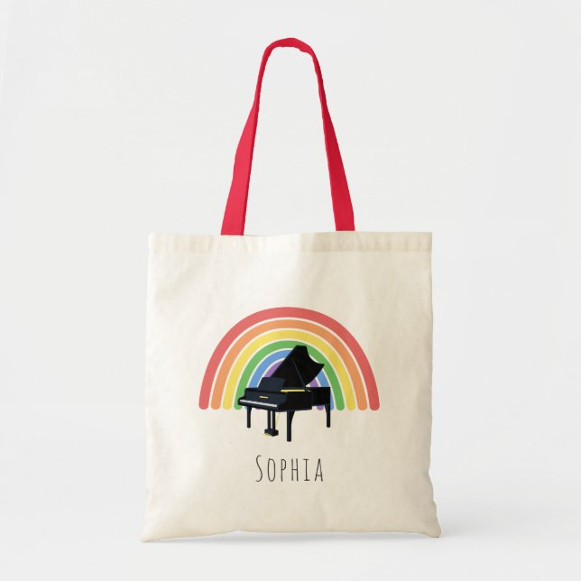 Tote Bag Leçon de musique Rainbow Piano Enfants (Devant)
