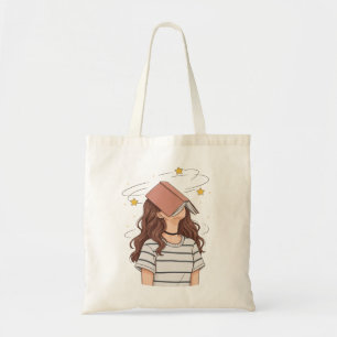 Tote Bag Lecteur rêveur   Livre fantaisiste sur la tête
