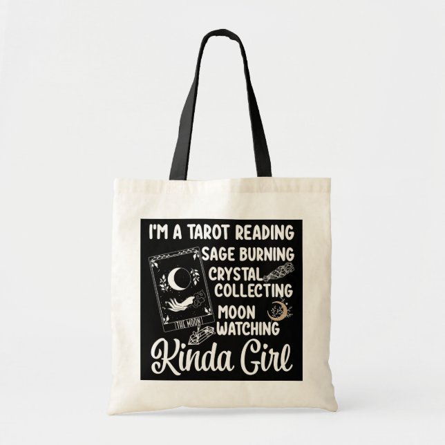Tote Bag Lecture de Tarot Phases Lune Cristal Sage Burning (Devant)