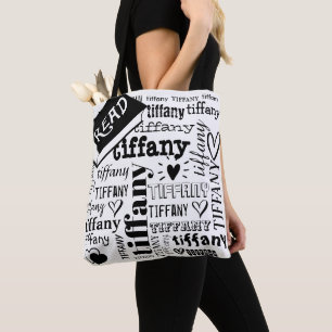 Tote Bag Lecture du livre Nom du texte Motif personnalisé