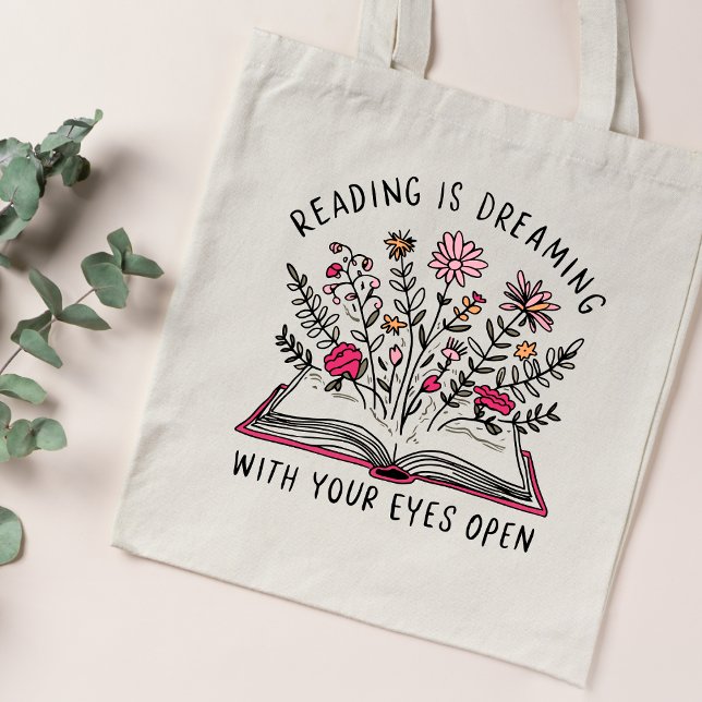 Tote Bag Lecture Rêve Avec Oeil Open Livre Citation Lover (Créateur téléchargé)