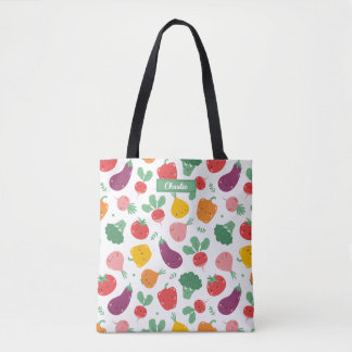 Tote Bag Légumes joyeux sur arrière - plan blanc