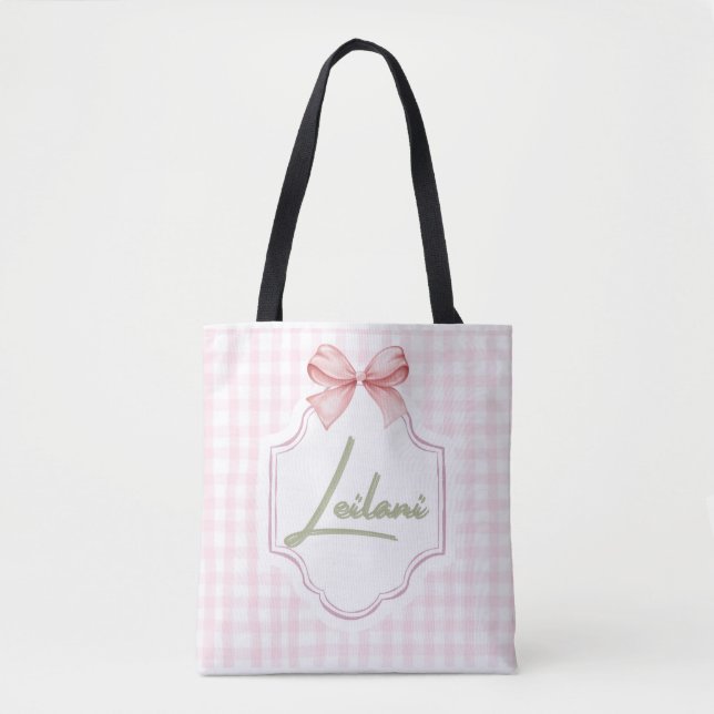 Tote Bag Leilani personnalisée bébé fille En vichy (Devant)