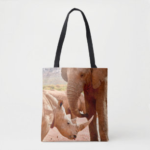 TOTE BAG L'ÉLÉPHANT ET LE RHINO NE S'AIMENT PAS LES UNS L