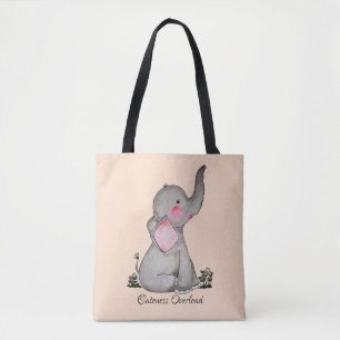 Tote Bag L'éléphant mignon de bébé d'aquarelle avec
