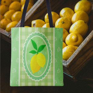 Tote Bag Lémon jaune rétro vert printemps