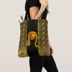 Tote Bag LEO GOLD ZODIAC ANNIVERSAIRE JEWEL Grey Black Stri