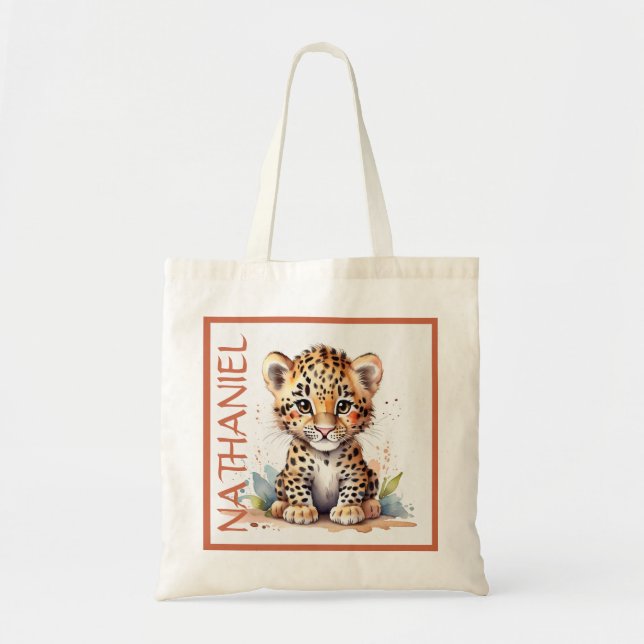 Tote Bag Leopard bébé African Safari School Library Custom (Devant)