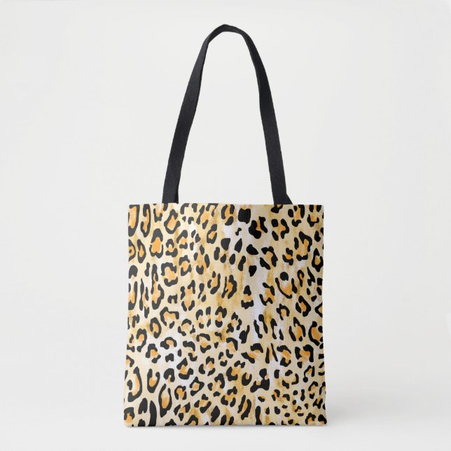 Tote Bag leopard jaune et blanc dessiné à la main (Devant)