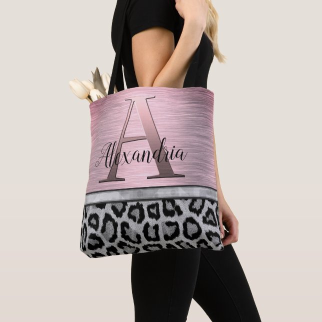 Tote Bag Léopard rose brillant (De près)