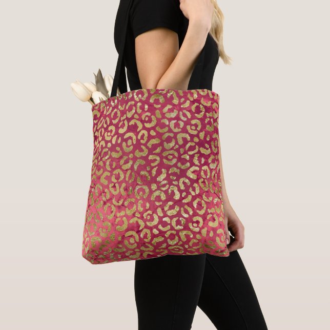 Tote Bag Léopard rouge doré (De près)