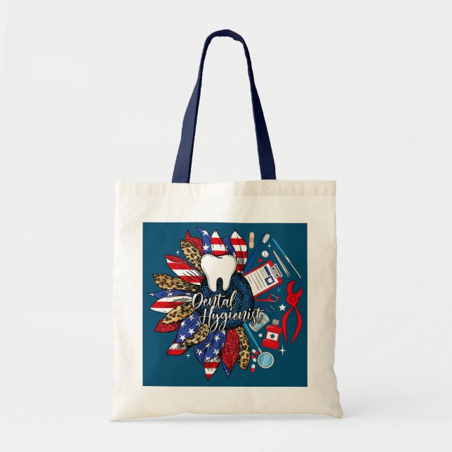 Tote Bag Léopard Tournesol Dentaire Hygiéniste Dentiste (Devant)