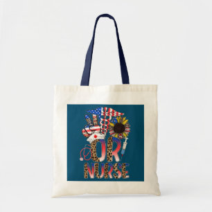 Tote Bag Léopard Tournesol OU Infirmière Drapeau Américain 