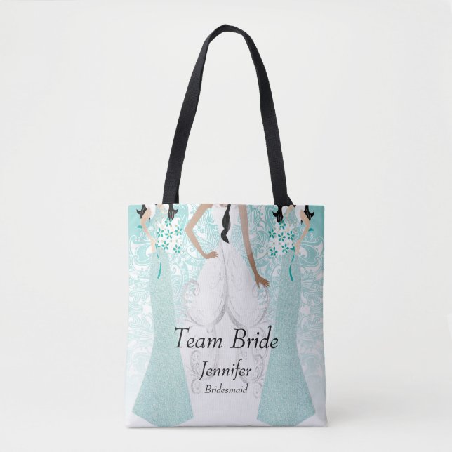 Tote Bag L'équipe de la mariée en sarcelle (Devant)