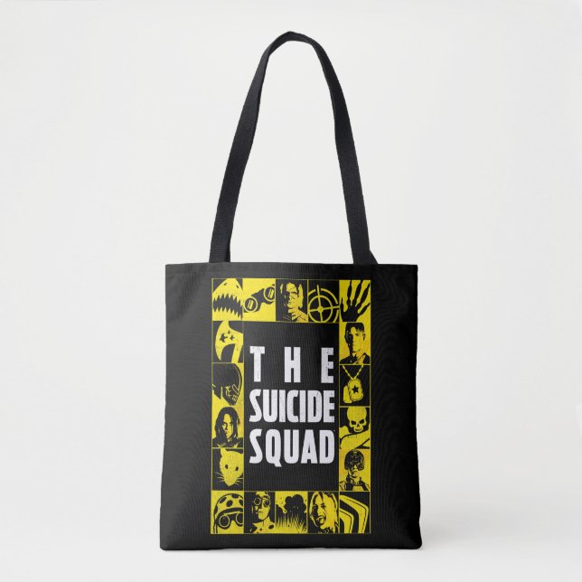 Tote Bag L'équipe du suicide | Blocs d'icônes jaune et noir (Devant)