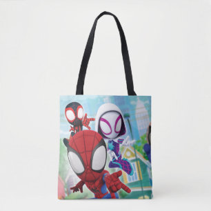 Tote Bag L'équipe Spidey se balançant à travers la ville
