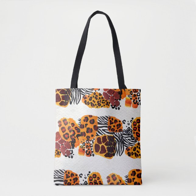 Tote Bag Les animaux sauvages mélangent motif sans soudure. (Devant)