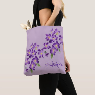 Tote Bag Les belles fleurs de violet monogrammes