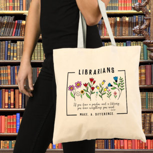 Tote Bag Les bibliothécaires font la différence & citation