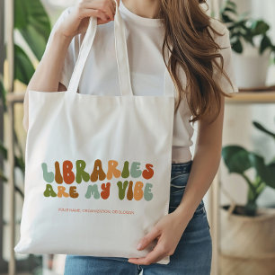 Tote Bag Les Bibliothèques super Rétro Sont Mon Vibe, Bibli