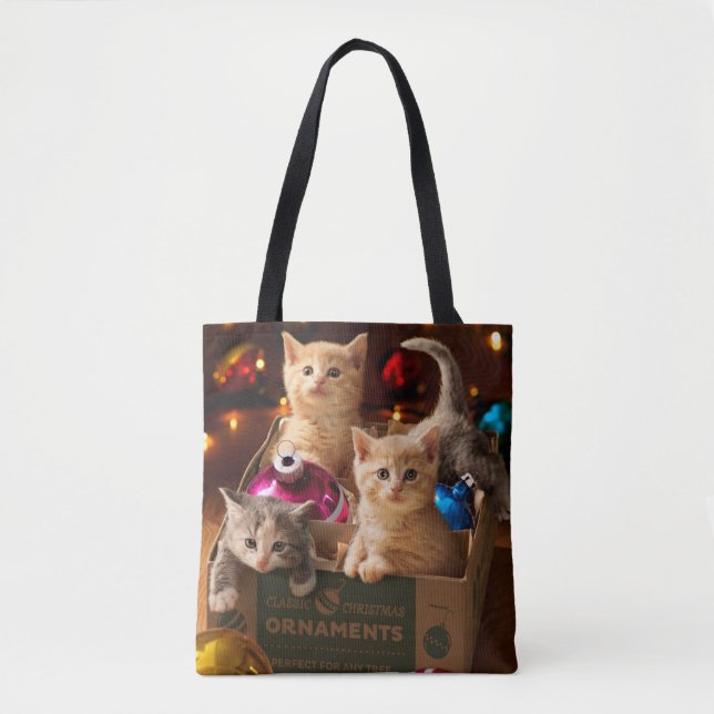 Tote Bag Les chatons dans la boîte à ornements (Devant)