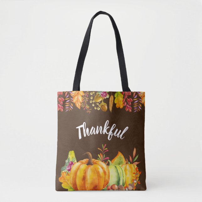 Tote Bag Les Citrouilles de récolte et les feuilles d'autom (Devant)