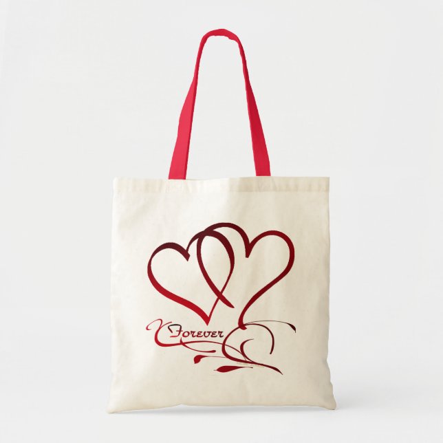 Tote Bag Les Coeurs Forever rouge sur blanc (Devant)