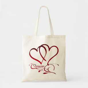 Tote Bag Les Coeurs Forever rouge sur blanc