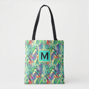 Tote Bag Les colibris d'aquarelle   ajoutent votre initiale