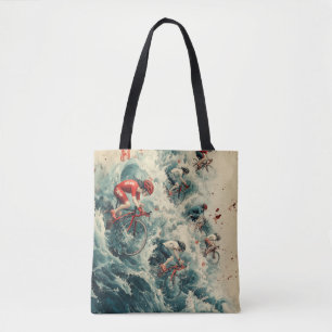 Tote Bag Les cyclistes fuient le tsunami