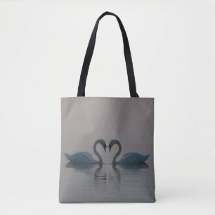 Tote Bag Les cygnes bleus doivent être un coeur d'amour sur