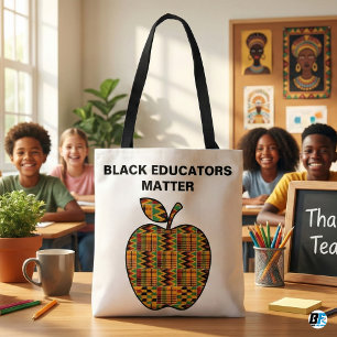 Tote Bag Les éducateurs noirs comptent Tissu Kente Pomme En