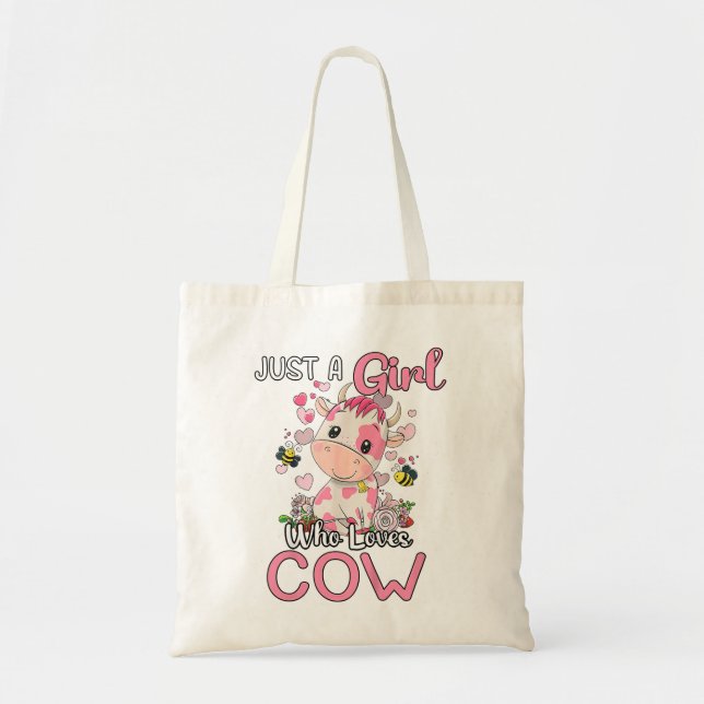 Tote Bag Les Enfants Drôle Juste Une Fille Qui Aime La Vach (Devant)