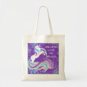 Tote Bag Les étoiles de la Glittery Les Unicorns m'aiment
