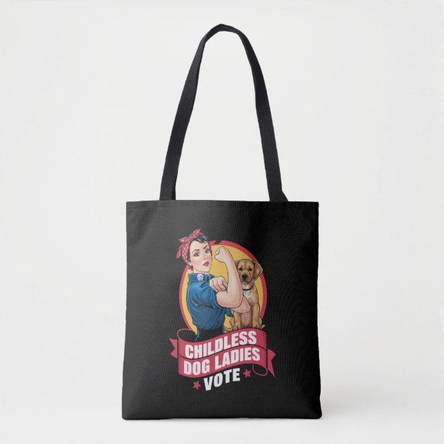 Tote Bag Les femmes de chat sans enfants Votent Chien Le Ch (Devant)