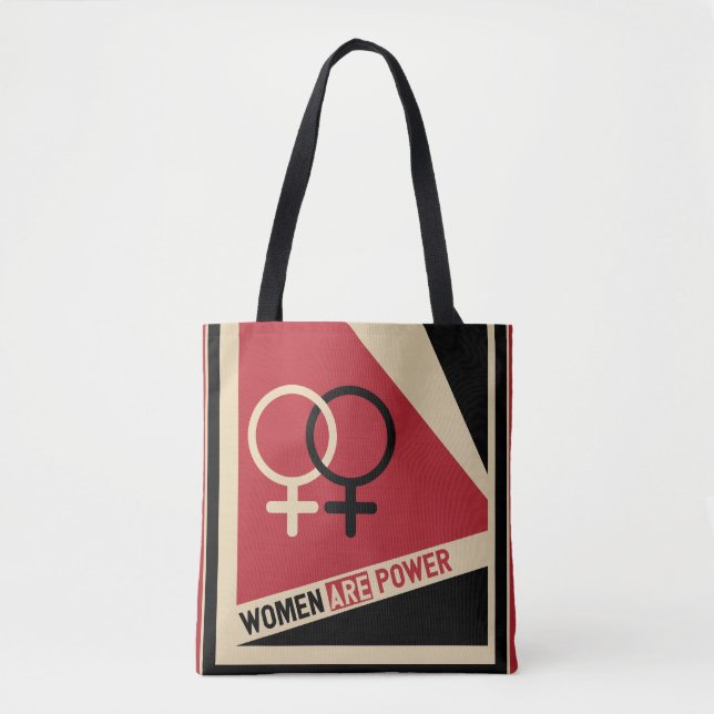 Tote Bag Les femmes féministes sont noir rouge du pouvoir (Devant)