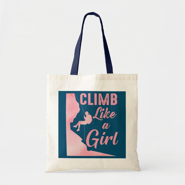 Tote Bag Les Femmes Grimpent Comme Une Fille Rock Escalade  (Devant)